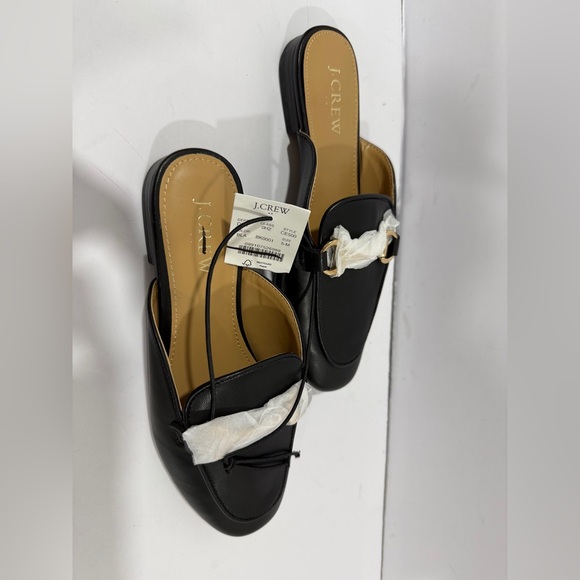 J.Crew Black Leather Horsebit Mule Loafers Gold Hardware Slip On Size 5 NWT - Picture 4 of 7